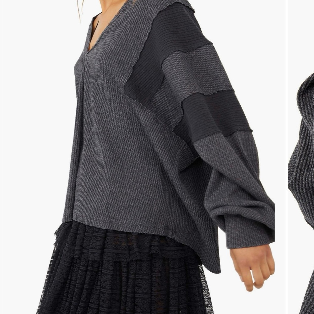 We The Free Gray Waffle Knit Top - Picture 7 of 8
